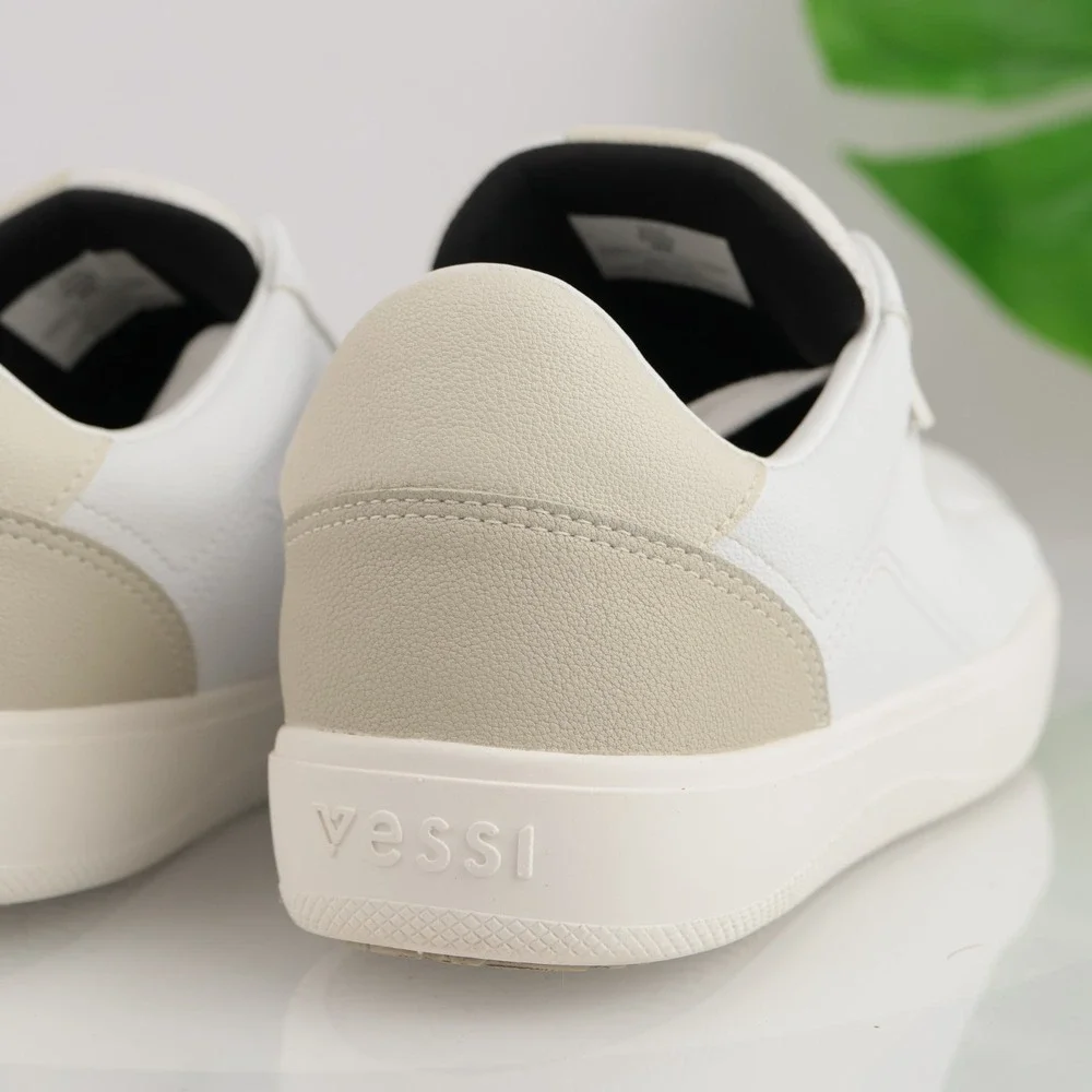 Vessi Womens Soho Sneaker Size 8 Waterproof White Tan Vegan Leather Lace Up Shoe